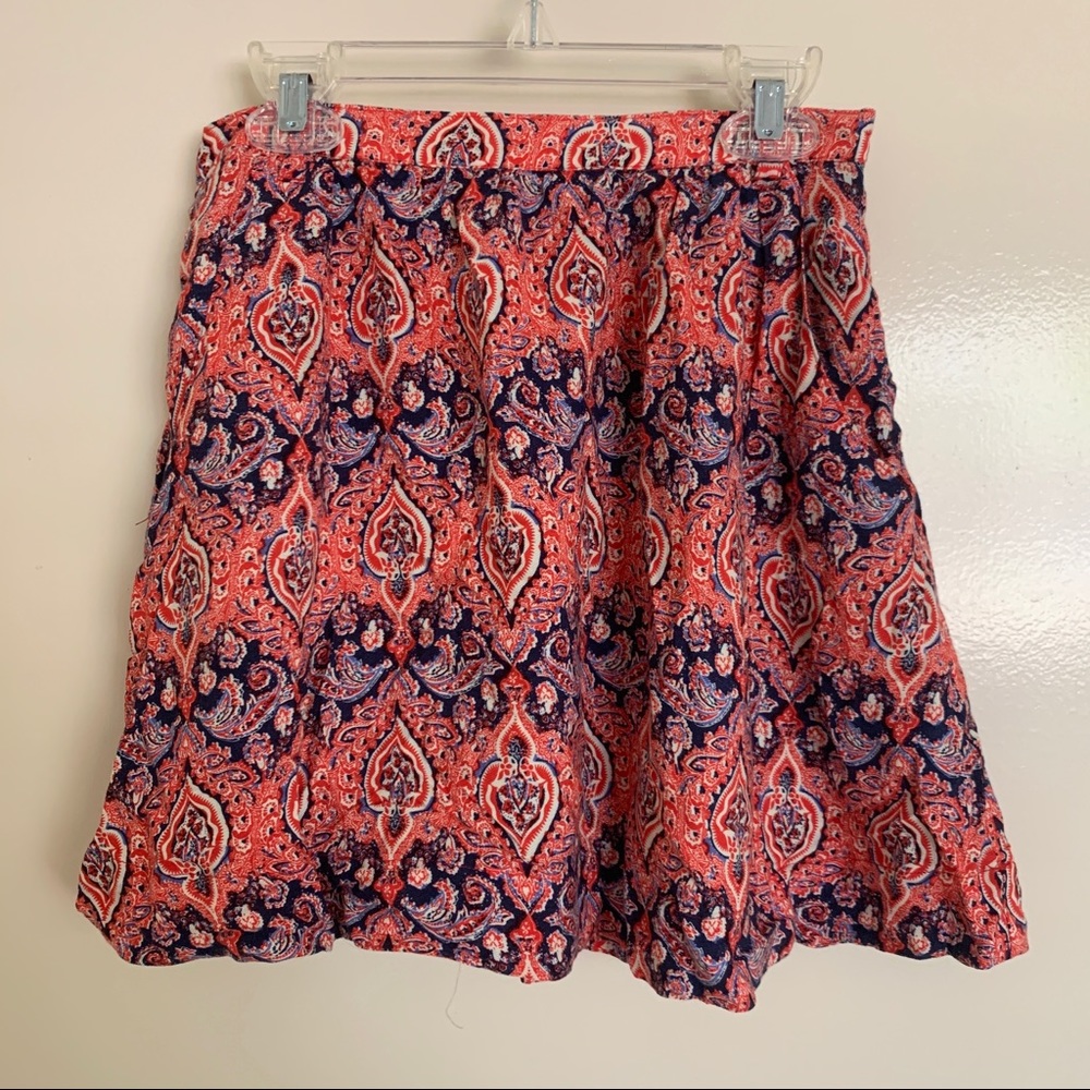 Red & Blue Boho Print Skirt